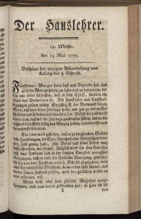 19. Woche, d. 13. May 1775