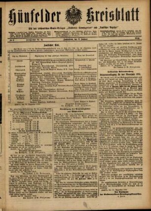 Ausgabe vom Samstag, den 03. Januar 1914.