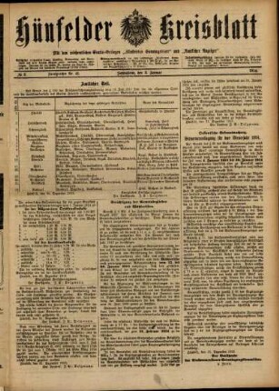 Ausgabe vom Samstag, den 03. Januar 1914.