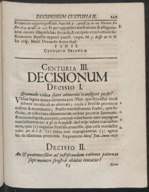 Centuria III. Decisionum