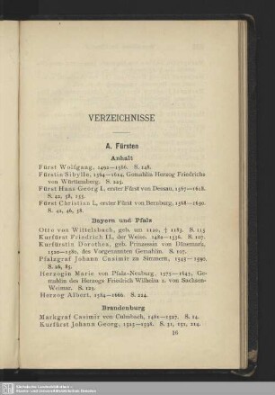 Verzeichnisse