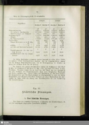 Cap. III. Städtische Finanzen