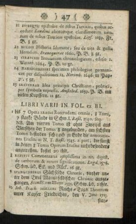 Libri Varii In Fol. ex Bi.