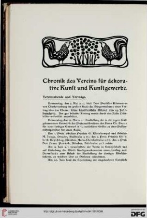 Chronik des Vereins für dekorative Kunst und Kunstgewerbe