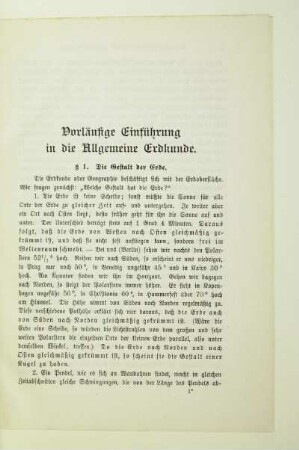 Vorläufige Einführung in die Allgemeine Erdkunde