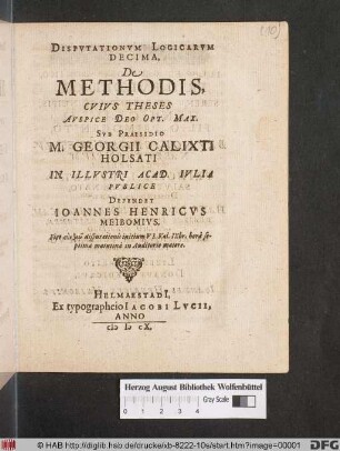 Disputationum Logicarum Decima, De Methodis