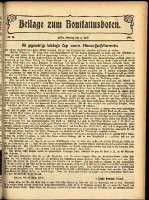 Zweite Ausgabe vom Sonntag, den 11. April 1909.