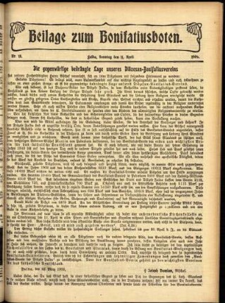 Zweite Ausgabe vom Sonntag, den 11. April 1909.