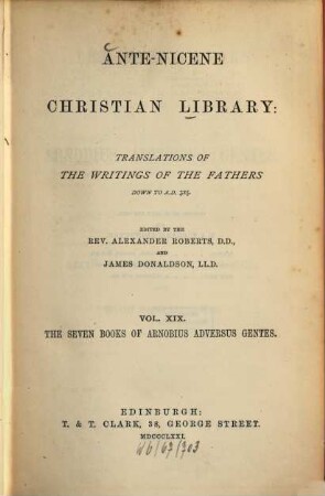 The seven books of Arnobius adversus gentes
