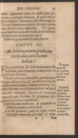 Caput IIII. An Metonymia in praedicato verborum coenae locum habeat?