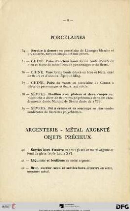 Argenterie-Mètal Argentè Objets Prècieux  (Nr. 40-63)
