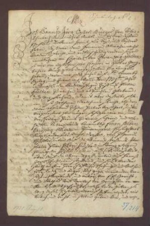 Gültbrief von Hans Georg Ooser zu Schneckenbach gegen das gemeine Almosen zu Baden-Baden