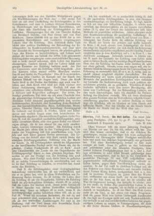 664-666 [Rezension] Dörries, Bernhard, Die Welt Gottes. Ein neuer Jahrgang Predigten