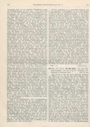 664-666 [Rezension] Dörries, Bernhard, Die Welt Gottes. Ein neuer Jahrgang Predigten