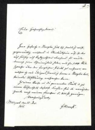 Schreiben von Ferdinad Krauss