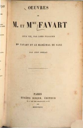 Oeuvres de M. et Mme Favart