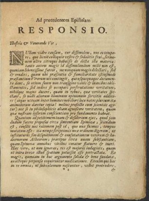 Ad praecedentem Epistolam Responsio.