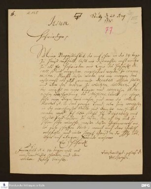 Brief von Samuel Urlsperger an August Hermann Francke.