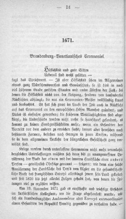 1671. Brandenburg-Venetianisches Ceremoniel