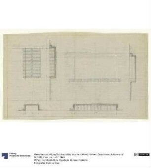 Gewerbeausstellung Dombauhütte, München, Wandnischen, Grundrisse, Aufrisse und Schnitte