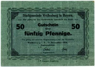 Geldschein / Notgeld, 50 Pfennig, 11.12.1916