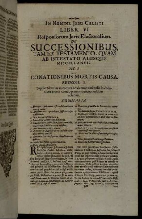 Liber VI. De Successionibus, tam Ex Testamento, Quam Ab Intestato Aliisque Miscellaneis.