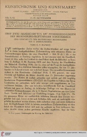 Über zwei Handschriften mit Federzeichnungen des Regensburg-Prüfeninger Kunstkreises: Zur Geschichte der bayrischen Buchmalerei des 12. Jahrhunderts