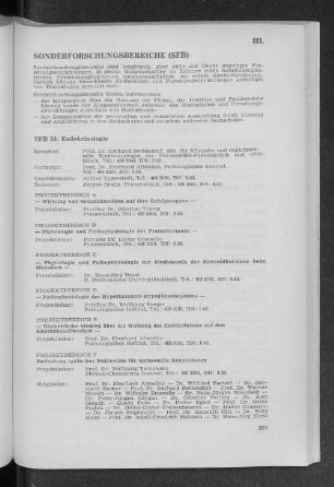 III. Sonderforschungsbereiche (SFB)