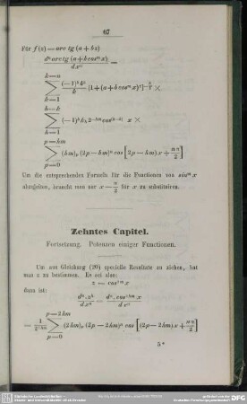 Zehntes Capitel. Fortsetzung. Potenzen einiger Functionen