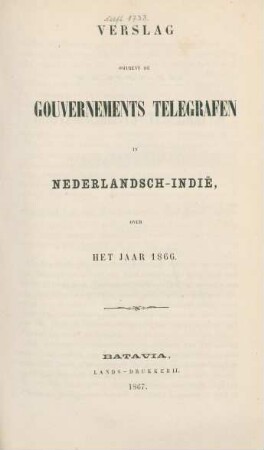 Verslag ... over het jaar 1866