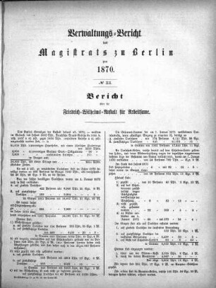 No. XII. Berichte über die Friedrich-Wilhelms-Anstalt für Arbeitsame