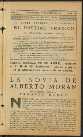 1925009388: El novia de Alberto Moran : novela inédita