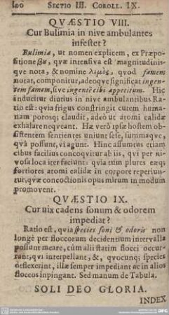 QUAESTIO VIII. Cur Bulimia in nive ambulantes infestet?
