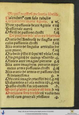 Registrum presentis libelli