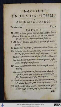 Index Capitum, Et Argumentorum.