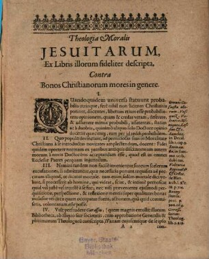 Theologia Moralis Jesuitarum, Contra Bonos Christianorum mores in genere