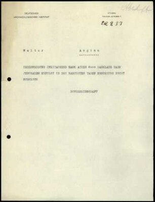 Notgemeinschaft an G. Welter