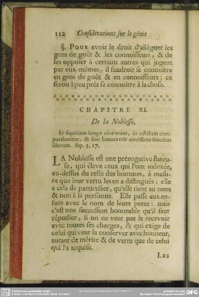 Chapitre XI. De la Noblesse