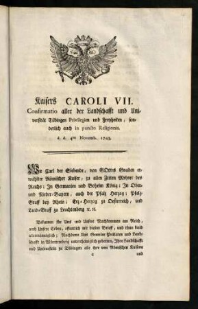 1-6, Wir Carl der Siebende, von Gottes Gnaden erwählter ...