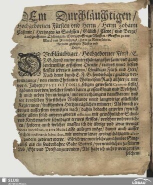 Dem Durchlauchtigen... [Widmung]