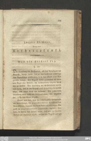 Zweyter Abschnitt. Von der Urtheilskraft.