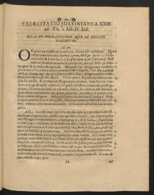 Exercitatio Iustinianea XXIII. ad Tit. I. Lib. IV. Inst.