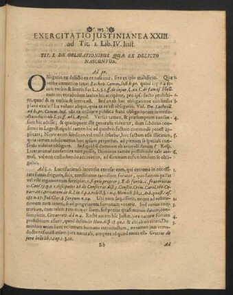 Exercitatio Iustinianea XXIII. ad Tit. I. Lib. IV. Inst.