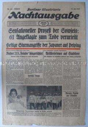 Abendzeitung "Berliner illustrierte Nachtausgabe" u.a. über einen stalinistischen Schauprozess im Fernen Osten der Sowjetunion