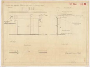Einbau von eisernen Toren in das 6 KV Schalthaus, (Ansicht, Grundriss, Querschnitt)