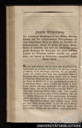 Zweite Abtheilung. Die verschiedenen Fruchtfolgen in den üblichen Ackerbausystemen ...