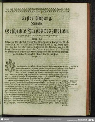 Erster Anhang. Zusätze zur Geschichte Jacobs des zweiten