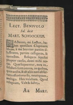 Lect. Benivolo Sal. dicit Mart. Schoockius.