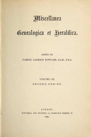 Miscellanea genealogica et heraldica. 3. 1888/89, Nr. 1 - 24 = Jan. - Dez.