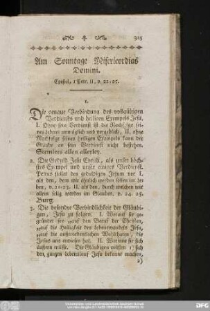 Am Sonntage Misericordias Domini. Epistel, 1 Petr. II, v. 21 - 25.